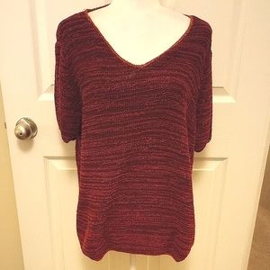 Crazy Horse | Liz Claiborne burgundy knit v-neck sweater. 1X/ 16